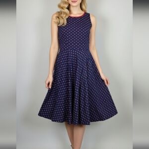 Vintage Retro Pin-up Style 50s Heart Polk-a-dot Dress Strapless Size Large